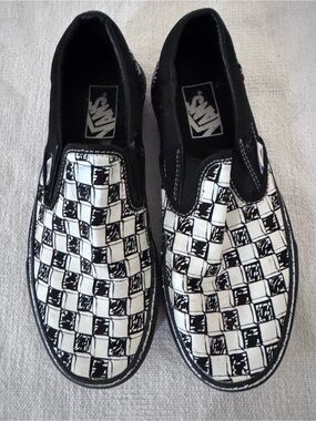 Vans Sketch Checkerboard Slip-On Canvas Sneaker Black White Unisex US W 8 M 6.5